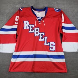 OT Sports Roanoke Rebels Hockey Jersey Mens Med Red Lace Up 50 Years Vinton #9